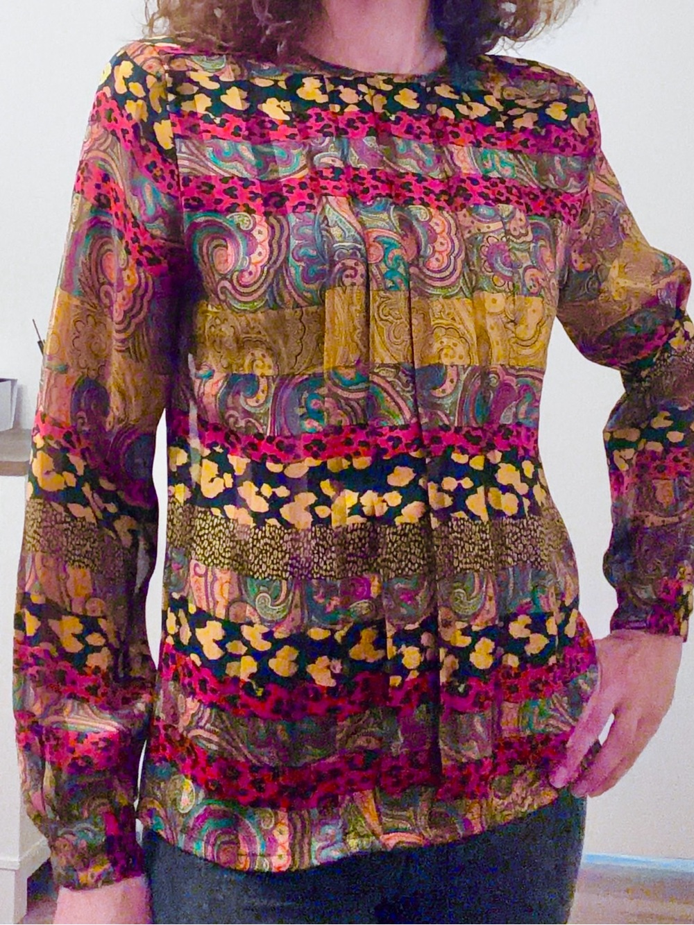 Vintage 80s 90s Nicola Paisley Animal Print Blouse Size 8